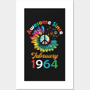 Funny Birthday Quote, Awesome Since February 1964, Retro Birthday Posters and Art